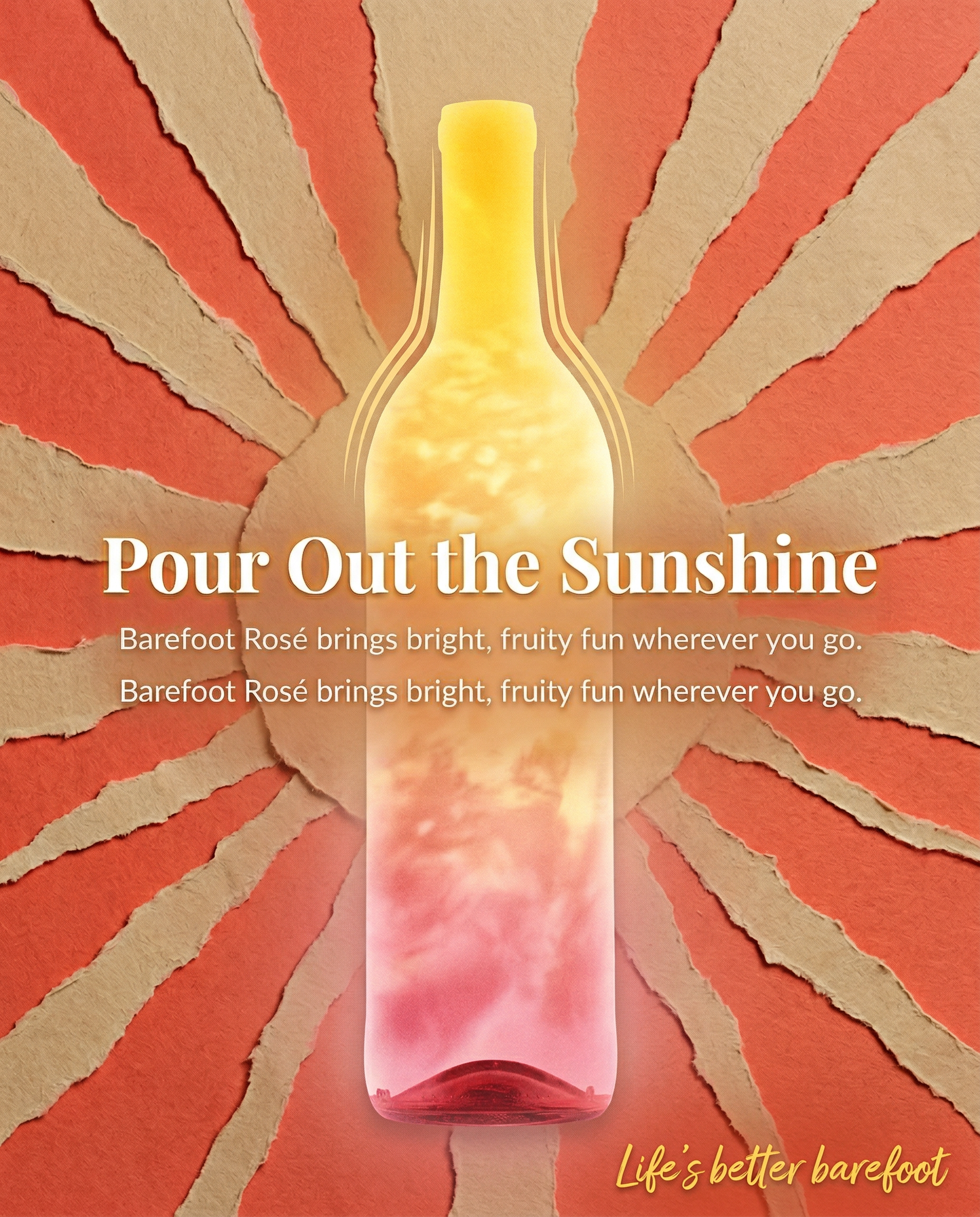 Barefoot Wines Facebook ad creative - textured background with product