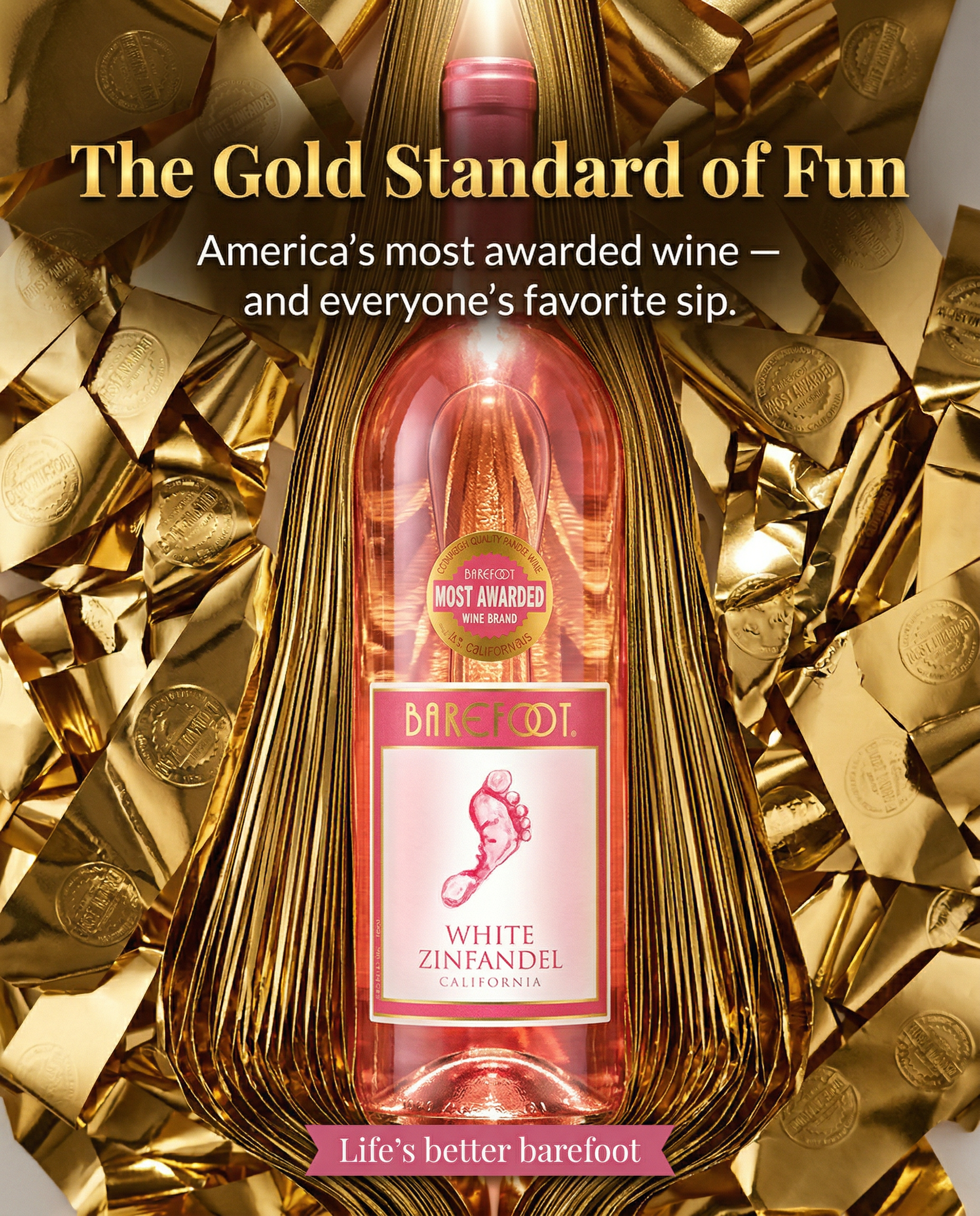 Barefoot Wines Meta ad example - lifestyle-driven headline design