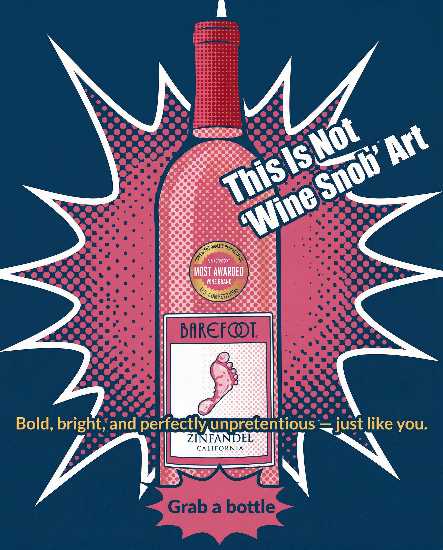 Barefoot Wines beverage ad - casual celebration positioning