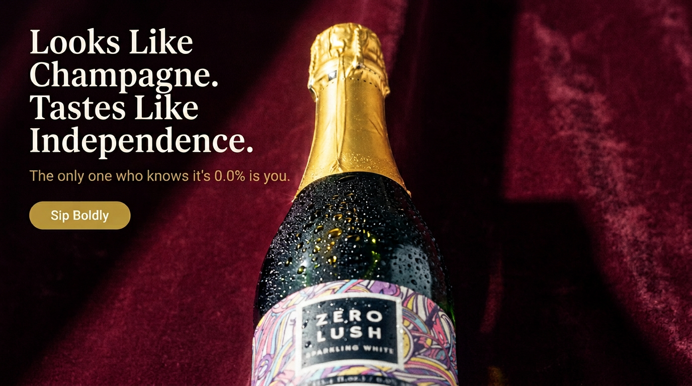 Zero Lush ad — Looks Like Champagne. Tastes Like Independence.